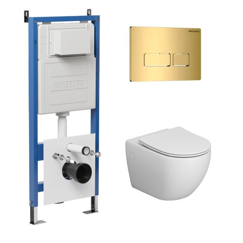 Инсталляция + кнопка смыва + унитаз Grossman Pragma 97.4411S.03.300