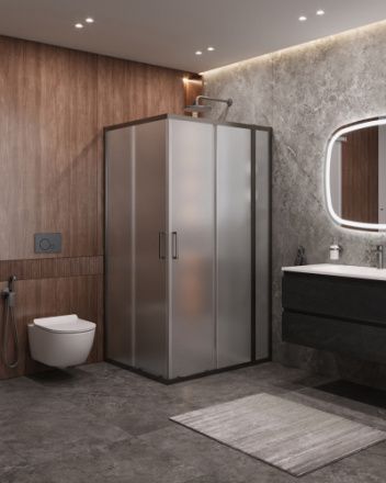 Душевой уголок Cezares MOLVENO MOLVENO-AH-21-90+20-P-GM 110х90 стекло рифленое профиль оружейная сталь без поддона