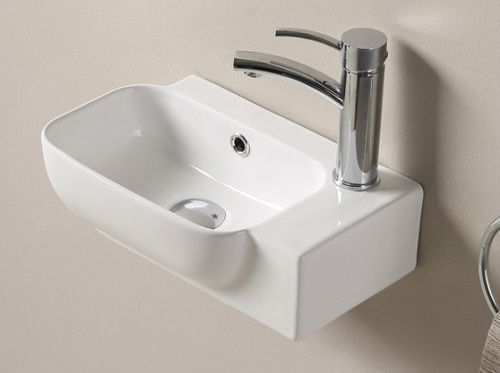 Раковина из сантехнического фаянса CeramaLux 78580L 40х30 подвесная цвет белый 1 отверстие под смеситель