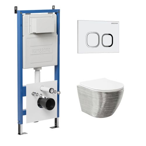 Инсталляция + кнопка смыва + унитаз Grossman Cosmo 97.4455SWS.02.000