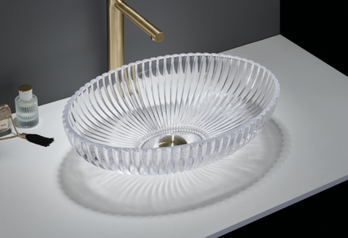 Раковина стеклянная CeramaLux GL49 50х40 накладная цвет прозрачный без отверстий под смеситель