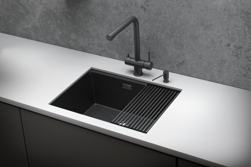 Кухонная мойка Granula Kitchen Space 6045U, ЧЕРНЫЙ МАТОВЫЙ 60х45 цвет черный поверхность матовая