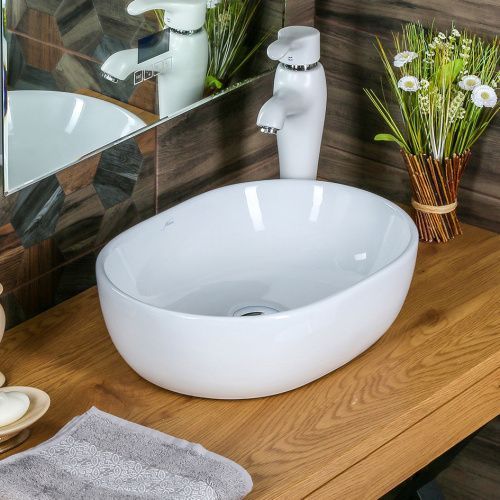 Раковина из сантехнического фарфора Melana 320311-805 50х40 накладная цвет белый без отверстий под смеситель