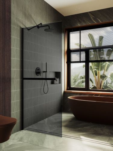 Душевая перегородка Maybah Glass MGD-717-6ш 120х195 стекло тонированное профиль черный