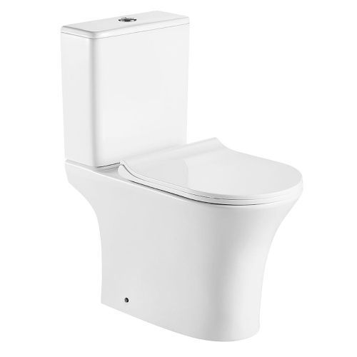 Унитаз-компакт напольный с бачком Azario FRETTA ROUND AZ-7121 белый с сиденьем микролифт безободковый каскадный смыв