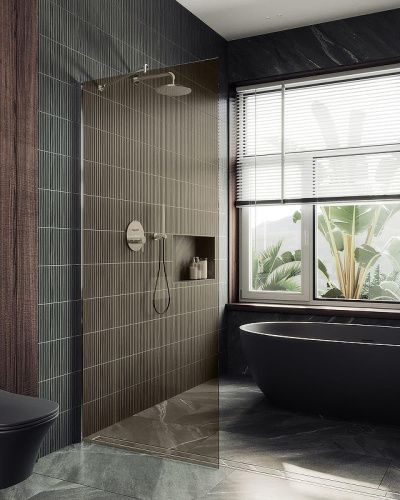 Душевая перегородка Maybah Glass MGD-1353-5ш 100х195 стекло тонированное профиль хром