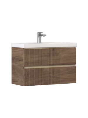 Тумба под раковину Velvex Mondi 308 акация темная 80х40 подвесная цвет коричневый