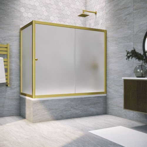 Душевая шторка на ванну Vegas-Glass ZV+ZVF TUR+NOVO ZV+ZVF NOVO 190*90 03 10 190х140 стекло матовое профиль золото ориентация универсальная