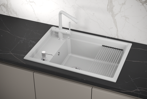 Кухонная мойка Granula Kitchen Space 7305, АРКТИК 75х50 цвет белый поверхность матовая