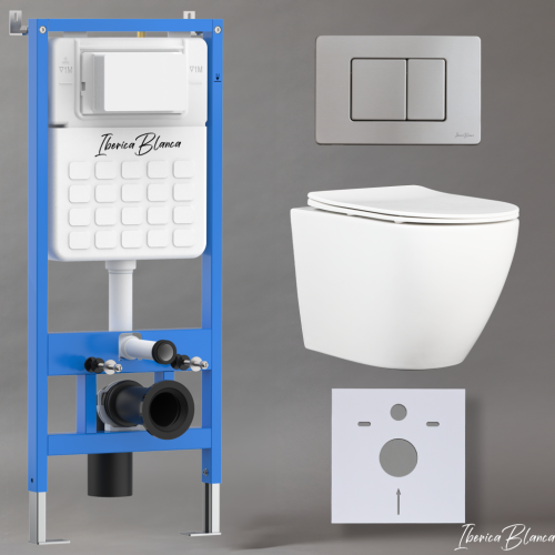 Комплект унитаз с инталляцией и клавишей смыва Iberica Blanca BILBAO ALTO IB001.BLA.231.1132