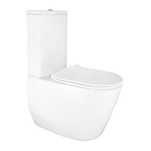 Унитаз-компакт напольный с бачком Creo Ceramique RENNES RE1002R+RE1003+RE1001T/AR1001T белый без сиденья безободковый каскадный смыв