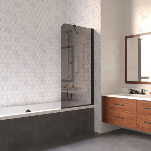 Душевая шторка на ванну Vegas-Glass EV LUX ST EV LUX ST 76 02М 07 R 75х150 стекло тонированное профиль черный ориентация правая