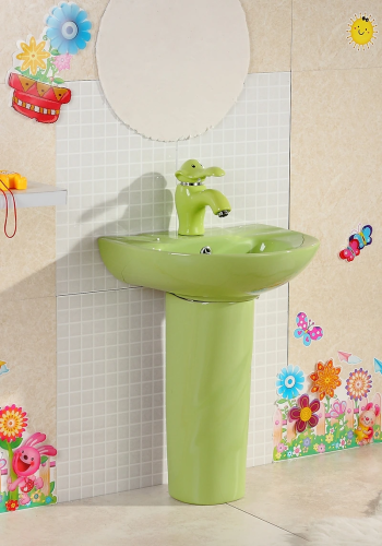 Раковина керамическая Gid Aventura 69907 40х40 напольная цвет зеленый 1 отверстие под смеситель