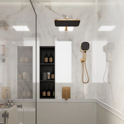 Душевая система Veconi AVELLA AV-410-G-C4 встраиваемая в стену цвет золото