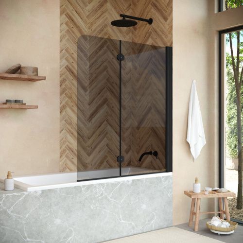 Душевая шторка на ванну Vegas-Glass E2V+E2V NOVO E2V NOVO 120 02М 07 R 120х140 стекло тонированное профиль черный ориентация правая