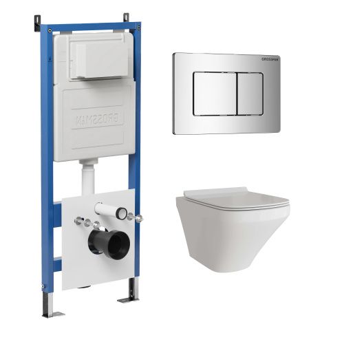 Инсталляция + кнопка смыва + унитаз Grossman Classic 97.4440S.04.10M