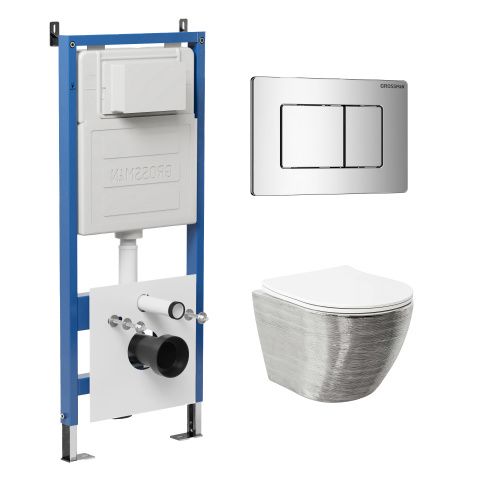Инсталляция + кнопка смыва + унитаз Grossman Classic 97.4455SWS.04.10M