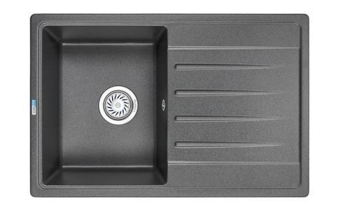 Кухонная мойка Granula 7602, ГРАФИТ 75х50 цвет черный поверхность матовая