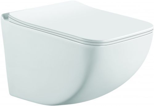 Унитаз подвесной CeramaLux K255 белый с сиденьем микролифт каскадный смыв