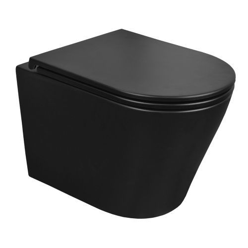 Унитаз подвесной Azario Teramo AZ-0053-UQ3-MB черный с сиденьем микролифт безободковый смыв торнадо
