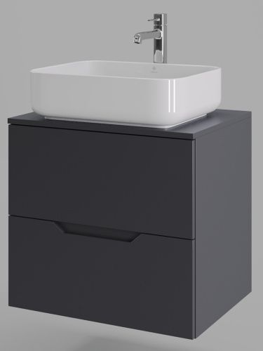 Тумба с раковиной Orange Line Li-60TugMDF+B05-500W 60х50 подвесная цвет черный