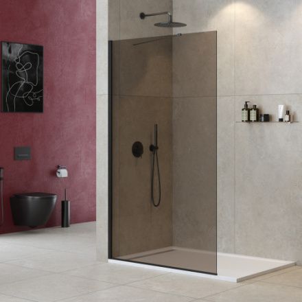 Душевая перегородка Cezares LIBERTA LIBERTA-L-1-TB-120-BR-NERO 120х195 стекло тонированное профиль черный