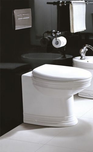 Унитаз приставной CeramaLux 2474 белый с сиденьем микролифт безободковый