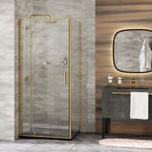 Боковая стенка Wasserkraft Aisch 55P 55P03-RP90 90х200 стекло прозрачное профиль золото