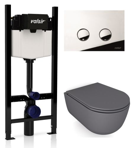 Комплект унитаз с инсталляцией и клавишей смыва Valsir KIT VSCR 7334GM Slim P4