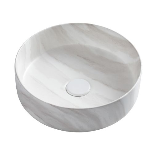 Раковина из сантехнического фаянса Azario AZ-3134-M817 40 см накладная цвет белый/серый без отверстий под смеситель