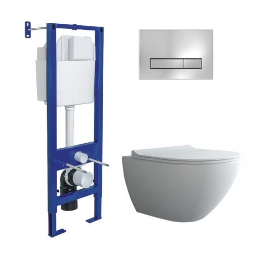 Комплект унитаз с инталляцией и клавишей смыва Berges АТОМ Line 043353