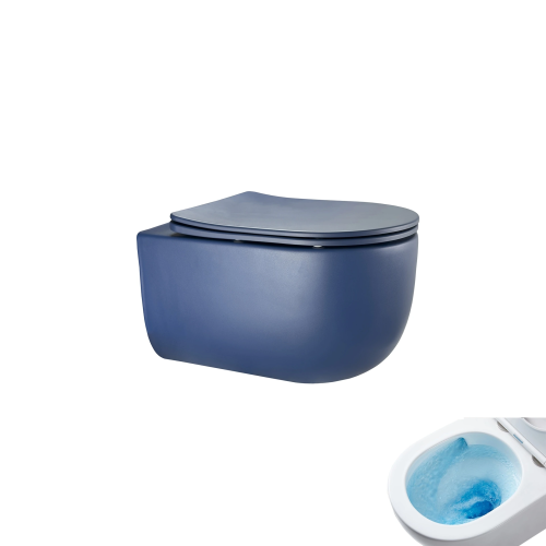 Унитаз подвесной Gid Tornado 62301Y синий с сиденьем микролифт безободковый смыв торнадо