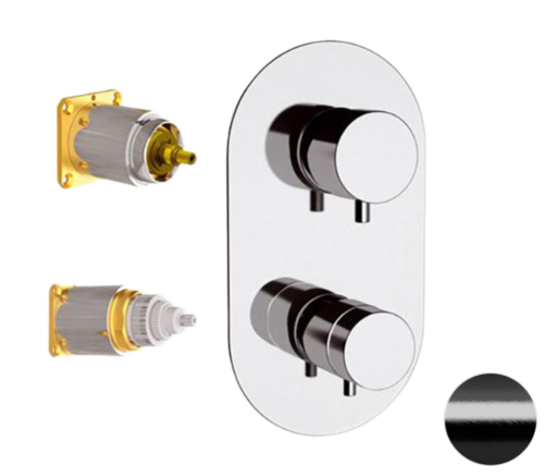 Смеситель для душа Remer Elegance NT92KBCFP встраиваемый в стену черный с термостатом