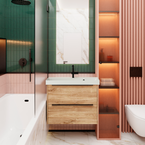 Тумба с раковиной La Fenice TESORO NFNC-01-TES-DKK-100-2-3-100 100х50 подвесная цвет коричневый