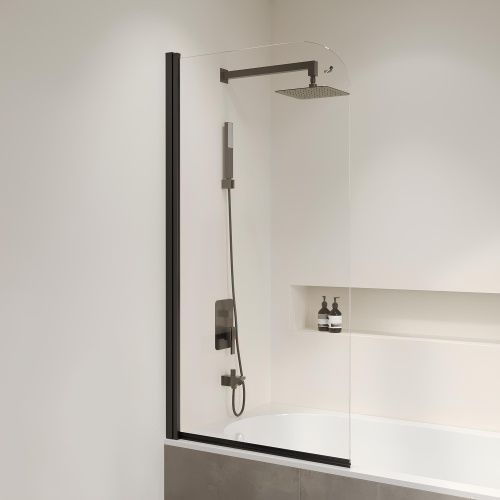 Душевая шторка на ванну RGW Screens 351100907-14 70х150 стекло прозрачное профиль черный ориентация универсальная