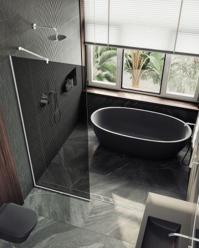 Душевая перегородка Maybah Glass MGD-1355-1у 100х195 стекло тонированное профиль белый