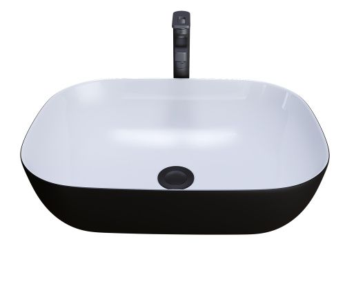 Раковина из сантехнического фаянса Grossman Color GR-4041BW 50х30 накладная цвет белый/черный без отверстий под смеситель
