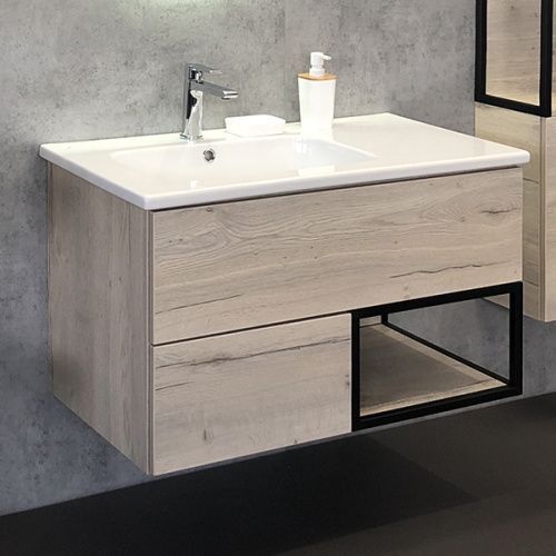 Тумба с раковиной Comforty Мальме 00-00004200CF 90х50 подвесная цвет серый