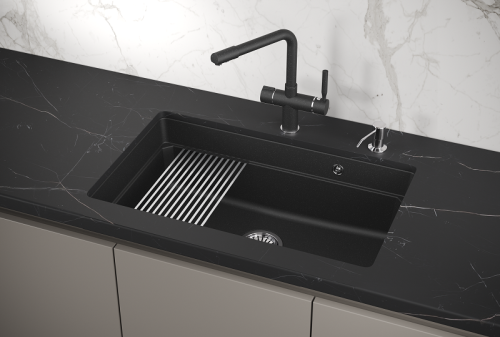 Кухонная мойка Granula Kitchen Space 7303U, ЧЁРНЫЙ 75х45 цвет черный поверхность матовая