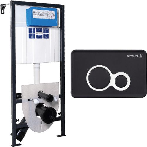 Инсталляция Bettoserb Sava Slim Superior SES40006461 с клавишей смыва черный матовый/хром глянец DUO