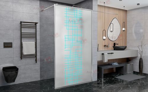 Душевая перегородка AvaCan LC120MT 120х200 стекло с рисунком профиль хром