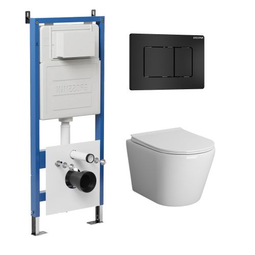 Инсталляция + кнопка смыва + унитаз Grossman Classic 97.4478BMS.04.21M