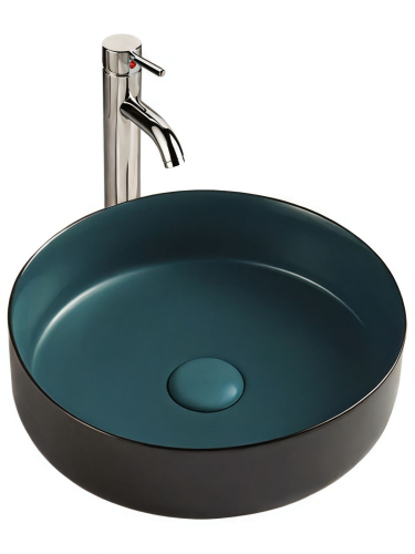 Раковина из сантехнического фаянса WeltWasser WW SK 10000005599 40 см накладная цвет черный/зеленый без отверстий под смеситель