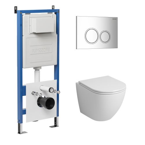 Инсталляция + кнопка смыва + унитаз Grossman Galaxy 97.4455S.01.100