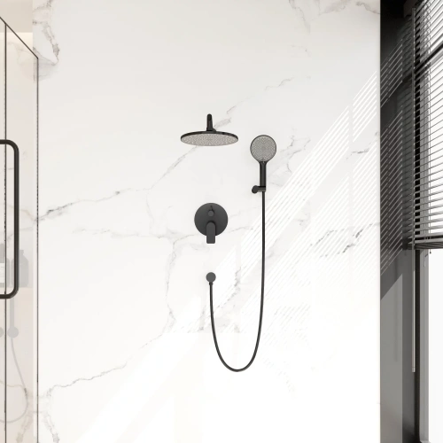 Душевая система Veconi TEORA TE-500-B-C4 встраиваемая в стену цвет черный