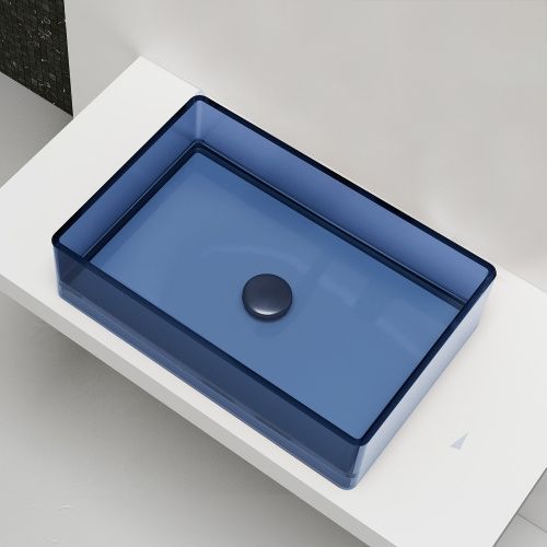 Раковина из полиэфирной смолы Abber KRISTALL AT2803Saphir 60х40 накладная цвет синий без отверстий под смеситель