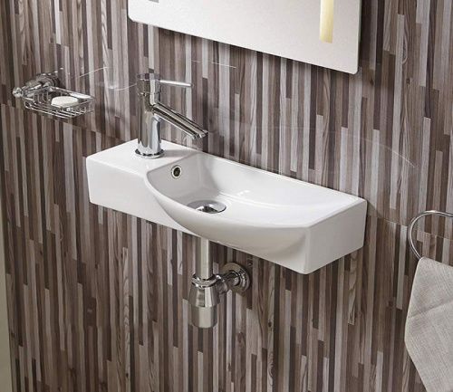 Раковина из сантехнического фаянса CeramaLux 7947CR 50х20 подвесная цвет белый 1 отверстие под смеситель