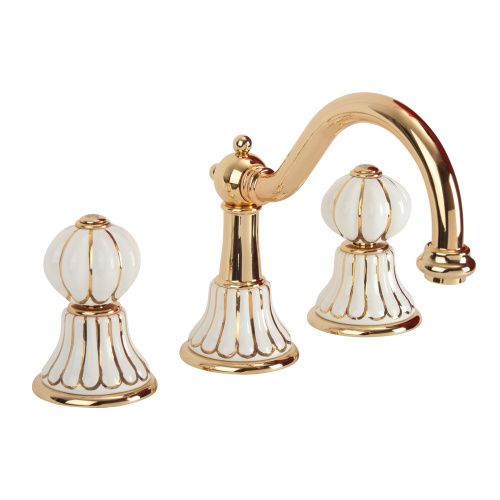 Смеситель Migliore OLIVIA 19031 на раковину белый/золото