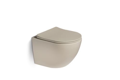 Унитаз подвесной SantiLine SL-5101 цвет бежевый с сиденьем микролифт безободковый смыв воронка-водоворот