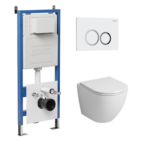 Инсталляция + кнопка смыва + унитаз Grossman Galaxy 97.4455S.01.000